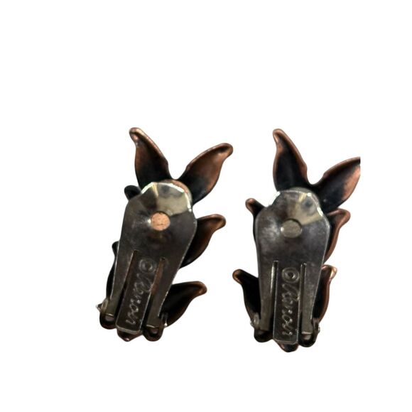 Renoir Copper Chevron Laurel Leaf Bracelet and Clip On Earrings Jewelry Set - Picture 11 of 13